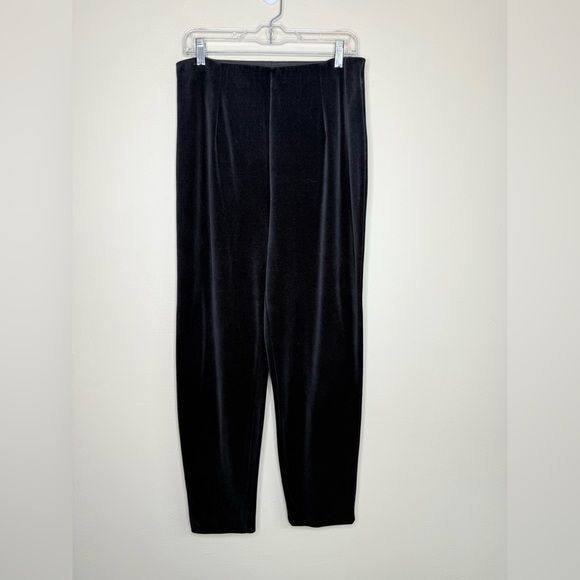 Nina Charles Black Velvet Pants Elastic Waist Size Large - Picture 1 of 8